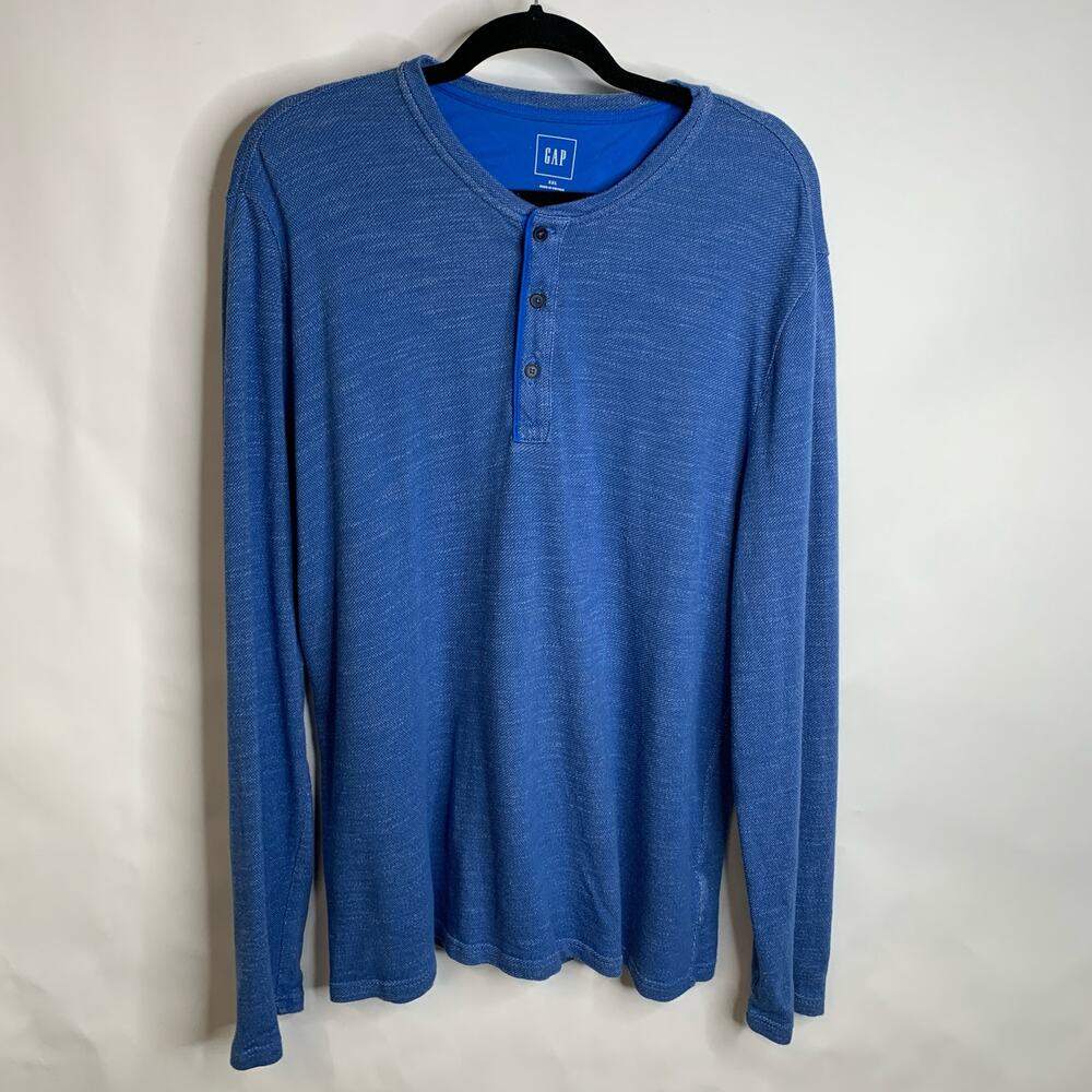 GAP Henley Blue Cotton Sz XXL